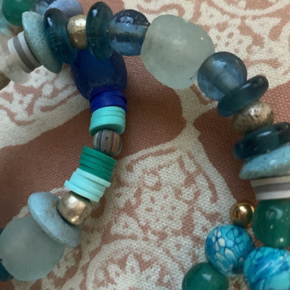 2 piece adjustable handmade bracelets, boho one size. In Blues - Picture 4 of 5